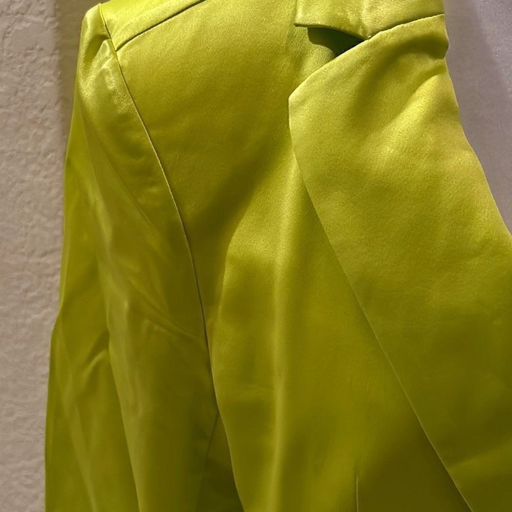 Ser.O.Ya Womens XS Neon Lime Motlee Jacket 100% Silk Button Closure Pockets NWT - Picture 3 of 8